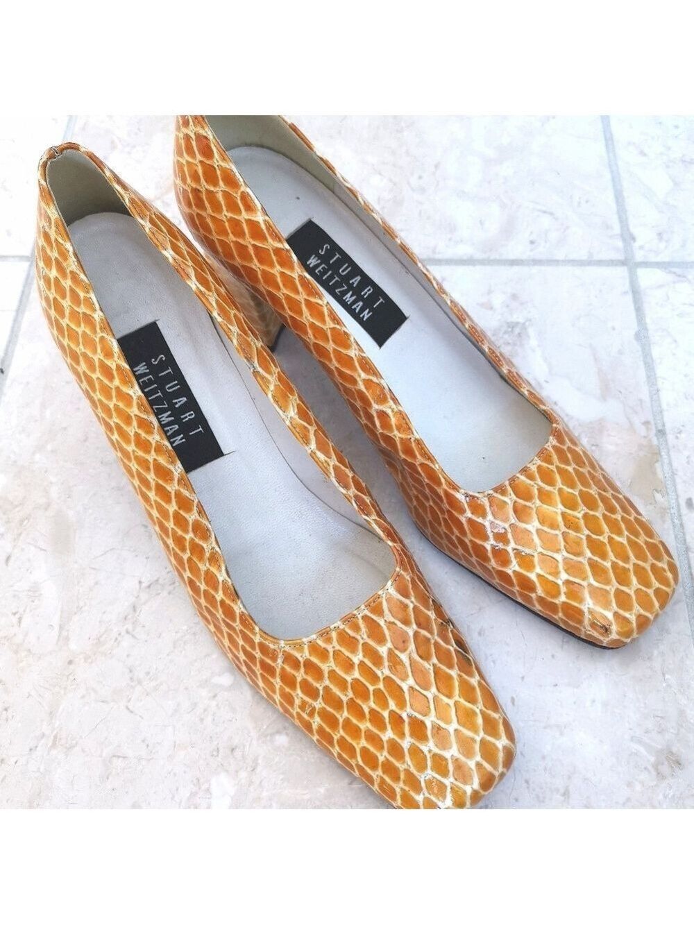 Vintage 90s Stuart Weitzman Yellow Leather Shoes